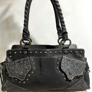Claudia black Leather satchel bag